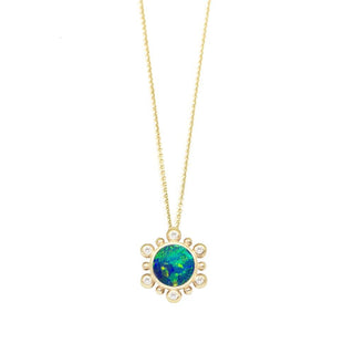 Athena 7mm Doublet Opal 18k Yellow Gold Necklace - Nina Wynn