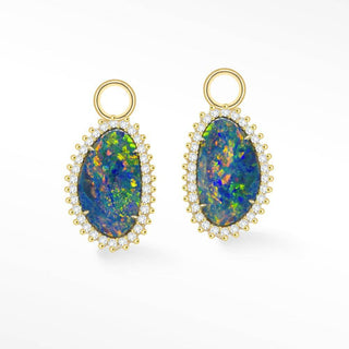 Organic Doublet Opal 18k Yellow Gold Earring Charms - Nina Wynn