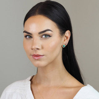 Athena 7mm Doublet Opal 18k Yellow Gold Stud Earrings - Nina Wynn