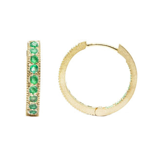 Gemma Emerald 18k Yellow Gold Hoop Earrings 20mm - Nina Wynn