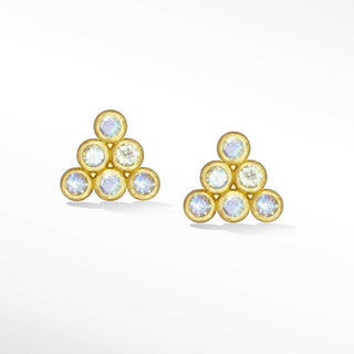 Moonstone 18K Yellow Gold Stud Earrings - Nina Wynn