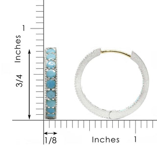 Gemma Arizona Turquoise Silver Hoop Earrings 20mm - Nina Wynn