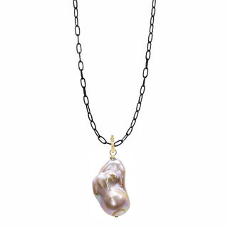 Pinnacle Pearl Silver Necklace,, - Nina Wynn