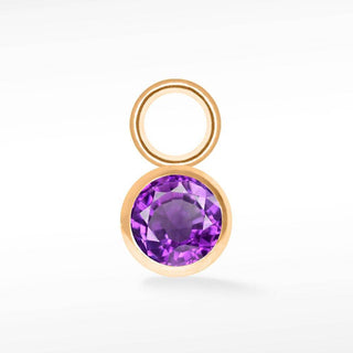 Brilliant Round Natural Gemstone 14k Rose Gold Simple Bezel Charms for Permanent Jewelry - Nina Wynn