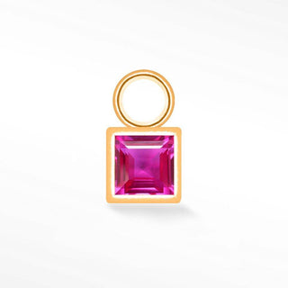 Princess cut Natural Gemstone 14k Rose Gold Simple Bezel Charms for Permanent Jewelry - Nina Wynn