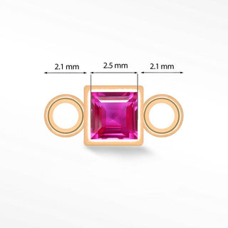 Princess cut Natural Gemstone 14k Rose Gold Simple Bezel Connectors for Permanent Jewelry - Nina Wynn