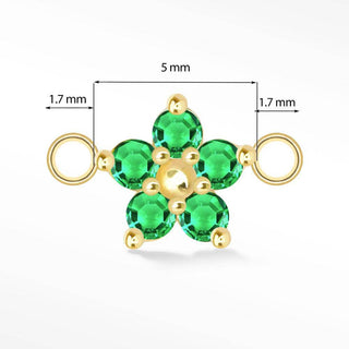 Flower in Emerald 14K Rose Gold Connectors - Nina Wynn