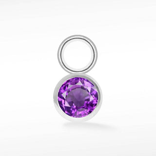 Brilliant Round Natural Gemstone 14k White Gold Simple Bezel Charms for Permanent Jewelry - Nina Wynn