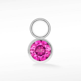 Brilliant Round Natural Gemstone 14k White Gold Simple Bezel Charms for Permanent Jewelry - Nina Wynn