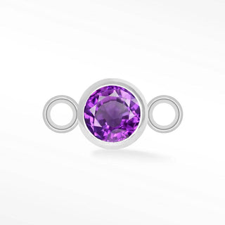 Brilliant Round Natural Gemstone 14k White Gold Simple Bezel Connectors for Permanent Jewelry - Nina Wynn