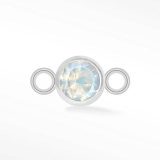 Brilliant Round Natural Gemstone 14k White Gold Simple Bezel Connectors for Permanent Jewelry - Nina Wynn