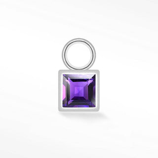 Princess cut Natural Gemstone 14k White Gold Simple Bezel Charms for Permanent Jewelry - Nina Wynn