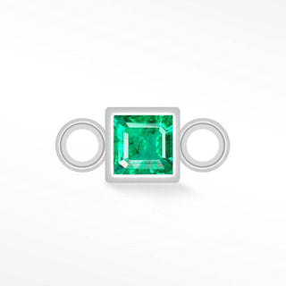 Princess cut Natural Gemstone 14k White Gold Simple Bezel Connectors for Permanent Jewelry - Nina Wynn