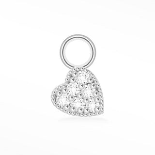 Heart Natural Diamond 14K White Gold Petite Charms for Permanent Jewelry - Nina Wynn