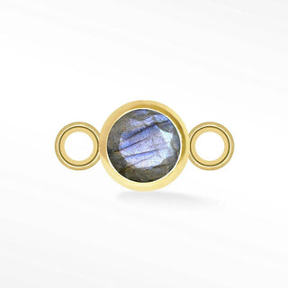 Brilliant Round Natural Gemstone 14k Yellow Gold Simple Bezel Connectors for Permanent Jewelry - Nina Wynn