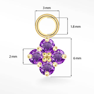 Clover Medium Natural Gemstone 14k Yellow Gold Charms for Permanent Jewelry - Nina Wynn