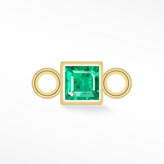 Princess cut Natural Gemstone 14k Yellow Gold Simple Bezel Connectors for Permanent Jewelry - Nina Wynn