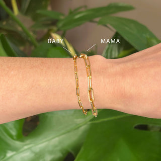 Mama Paperclip 14k Yellow Gold Bracelet 8'' - Nina Wynn