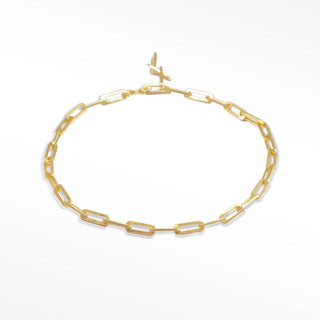 Baby Paperclip 14k Yellow Gold Bracelet 7'' - Nina Wynn