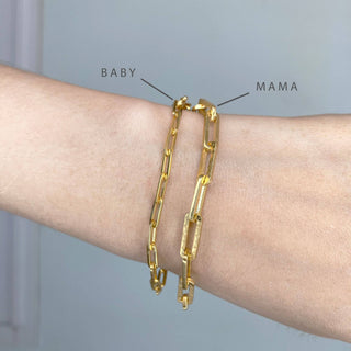 Baby Paperclip 14k Yellow Gold Bracelet 7'' - Nina Wynn