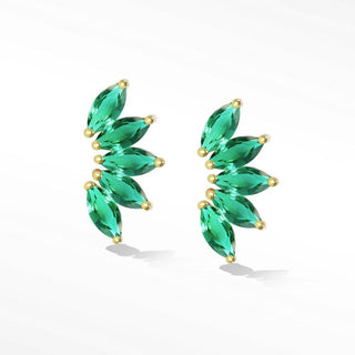 Wild Side in Emerald Studs 18k Yellow Gold Stud Earrings - Nina Wynn