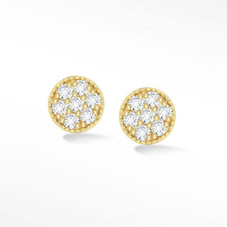 Glazed Donut in Natural Diamond 18k Yellow Gold Stud Earrings - Nina Wynn