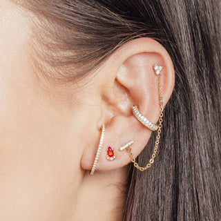 Chantelle Red Sapphire & Diamond 18k Yellow Gold Stud Earrings - Nina Wynn