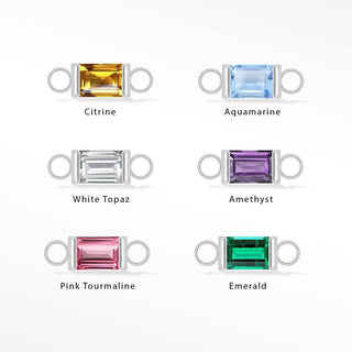 Baguette 5x3mm Natural Gemstone 5k White Gold Connectors Pack of 6 colors for Permanent Jewelry - Nina Wynn