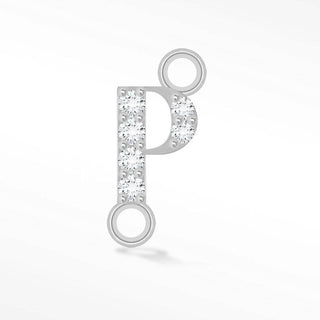 Initial 5mm with Pave Moissanite on Sterling Silver Sideways Connectors for Permanent Jewelry - Nina Wynn