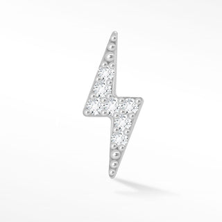 Lightning Bolt 18k White Gold Diamond Push Back Stud Earrings - Nina Wynn
