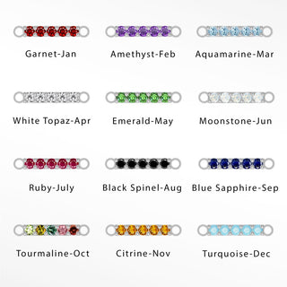 Bar Natural Gemstone 11.5mm Silver Connectors Pack of 12 Birthstones for Permanent Jewelry - Nina Wynn