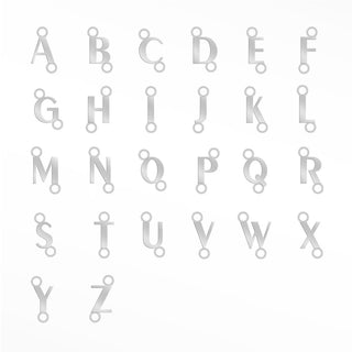 Initial 5mm Sideways Silver Connectors Pack of 26 letters for Permanent Jewelry - Nina Wynn