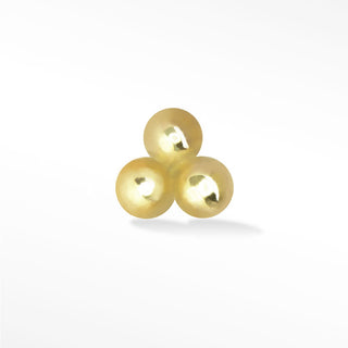 Medium Tri-bead in 14k Yellow Gold Flat Back Threadless Stud Earring - Nina Wynn