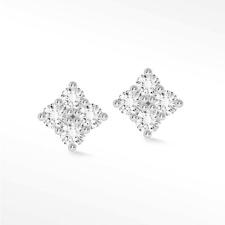 Clover 18k White Gold Diamond Push Back Stud Earrings - Nina Wynn