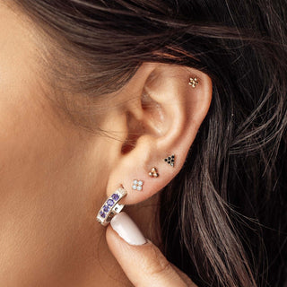 Clover 18k White Gold Diamond Push Back Stud Earrings - Nina Wynn