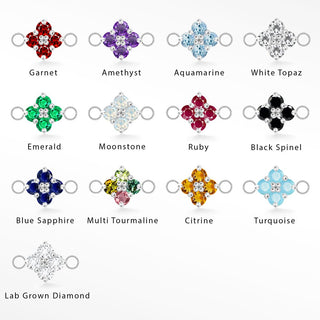 Clover Medium Natural Gemstone 14k White Gold Connectors Pack of 12 Birthstones for Permanent Jewelry - Nina Wynn
