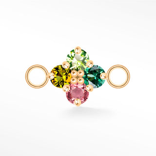 Clover Medium Natural Gemstone 14k Rose Gold Connectors for Permanent Jewelry - Nina Wynn
