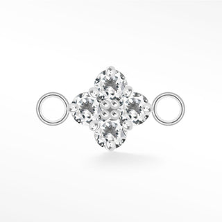 Clover Medium Natural Gemstone 14k White Gold Connectors for Permanent Jewelry - Nina Wynn