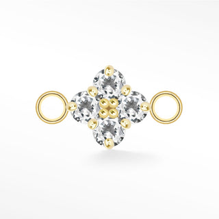 Clover Medium Natural Gemstone 14k Gold Connectors for Permanent Jewelry - Nina Wynn