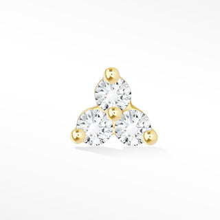 Trinity Diamond 14k Yellow Gold Flat Back Threadless Stud Earring - Nina Wynn