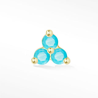 Trinity Turquoise 14k Yellow Gold Flat Back Threadless Stud Earring - Nina Wynn