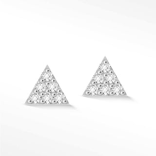 Pyramid 18k White Gold Diamond Push Back Stud Earrings - Nina Wynn