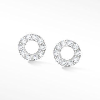 Donut 18k White Gold Diamond Push Back Stud Earrings - Nina Wynn