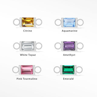 Baguette 5x3mm Natural Gemstone White Gold 14K Connectors for Permanent Jewelry - Nina Wynn