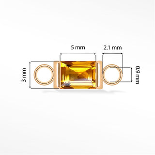 Baguette 5x3mm Natural Gemstone Rose Gold 14K Connectors for Permanent Jewelry - Nina Wynn