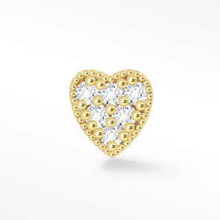 Heart Diamond 14k Yellow Gold Flat Back Threadless Stud Earring - Nina Wynn