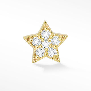 Star Diamond 14k Yellow Gold Flat Back Threadless Stud Earring - Nina Wynn