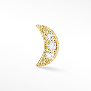 Moon Diamond 14k Yellow Gold Flat Back Threadless Stud Earring
