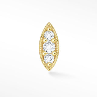 Marquise Diamond 14k Yellow Gold Flat Back Threadless Stud Earring - Nina Wynn