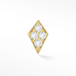 Kite Diamond 14k Yellow Gold Flat Back Threadless Stud Earring - Nina Wynn